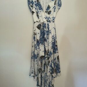 Lulus Floral Blue and White Women's Dress